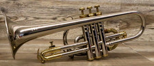 VINTAGE 1960s-70s King Tempo White Silver /Gold  Two Tone Cornet picture