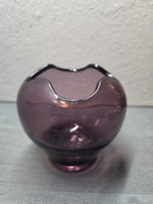 Vintage Viking Purple Glass Rose Bowl Vase MCM 3.5H 3.5W 2
