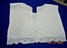 Vintage White Linen Embroidered Collar w/ Cutwork-16 1/2
