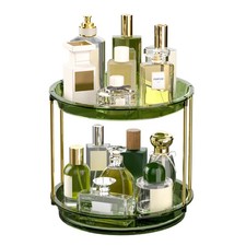 360 Rotating Perfume Organizer Stand, 2 Tier Cologne Display Risers, Green picture