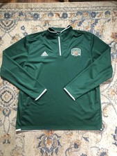 Ohio Bobcats Jacket Mens 2XL Green NCAA Football Adidas Quarter Zip Pullover picture