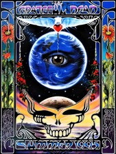 Grateful Dead Summer 1995 Psychedelic Skull Art Print 18x24 Poster picture