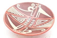PRE-COLUMBIAN TUZA NARINO STYLE REPRO FOOTED BOWL WITH FIGURAL MOTIFS POTTERY picture