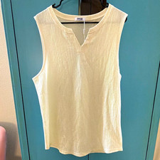 Coofandy Ivory Solid V-Neck Sleeveless Pullover Tank Top Size L picture