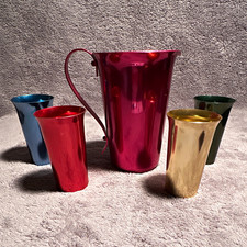 Vintage mid-century, anodized, aluminum pitcher, and Tumblr set ￼ picture