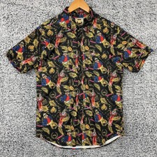 RSVLTS Shirt Mens Medium Black WWE Ric Flair Button Front AOP Wrestling M picture