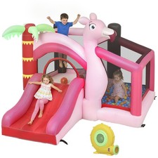 Inflatable Bounce House for Kids with Basketball Hoop, Blower, Pink picture