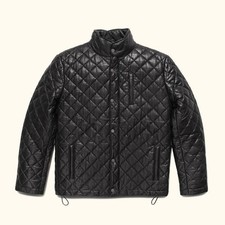 Men's Quilted Black Jacket Stand Collar Lightweight Casual Puffer Coat picture