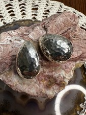 Simon Sebbag Sterling Silver 925 Hammered Tear Drop CLIP earrings 10.0 grams picture