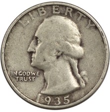 1935 -S Washington Quarter 25c - VG Very Good Condition picture