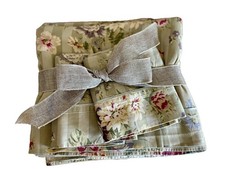 Vtg Cottagecore Shabby Chic Green Floral 1 King Flat Sheet & Pillow Cases 90’s B picture