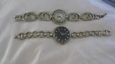 Authentic Brighton Silver Tone & Crystal Lot 2 Watches NEW BATTERY  6.5