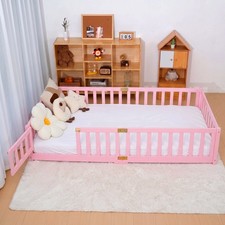 SUNYRISY Montessori Toddler Floor Bed with Safety Fence - Twin/Full Size picture
