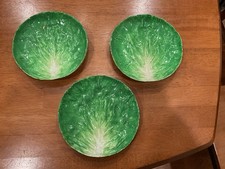 Set Of 3 Antique 19th century Naples Italian Crown M Lettuce Cabbage Leaf Plates picture