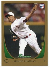2011 Bowman Aroldis Chapman Gold #197 Rookie Card Cincinnati Reds Parallel QTY+ picture