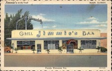 MIAMI FLORIDA FL Grill Jimmie's Bar RESTAURANT DINER LINEN Postcard picture