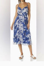 BCBG New York Blue/White Marble Open Back dress Size L picture