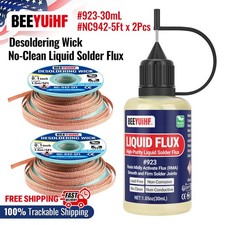 30ml1oz BEEYUIHF 923 Rosin No Clean Liquid Solder Flux, 2PCS Solder Wick Braid picture