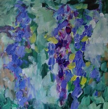 MONA VIVAR 14x14Modern Abstract Floral Original Painting Contemporary Art picture
