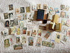 Antique/Vtg Lot of Catholic Devotional Books, Holy Cards, Rosary, Medals, Relics picture