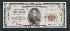 BANK OF AMERICA NATIONAL TRUST AND SAVINGS ASSOC. 1929 $5,  CHARTER# 13044 picture