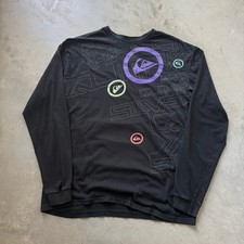 Vintage Y2K Quiksilver Surf Abstract Logo Retro Longsleeve T-shirt Size Large picture