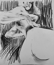 Charcoal Portrait Drawing Neo-Cubism On Paper 14”x17” Original Signed picture