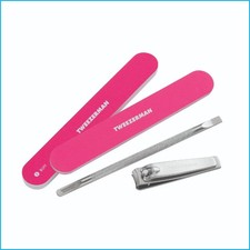 Tweezerman Neon Pink Manicure Kit Nail Clipper File Buffer Pusher Set picture