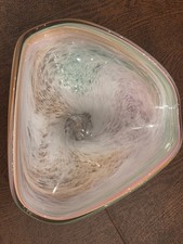 Vintage Murano Glassware Crystal Clear Glass Multi-color Bowl, Made In Italy picture