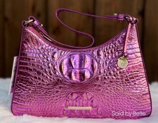 NWT Brahmin Esme Opera Melbourne Shoulder Bag Leather Purse Handbag Pink Purple picture