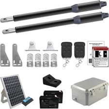 Gyxel C01-L Solar Dual Swing Gate Opener Kit Batteries Panel 440lb 14ft picture