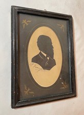 antique 1800's ALFRED Lord TENNYSON man original silhouette portrait art  picture