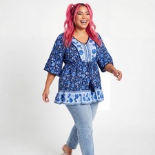 Avenue Size 20 Blouse Tunic Flowy Long Empire Country Tassel *Factory Sealed* picture