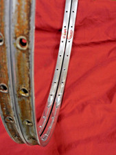 1 Pair Vintage 1971 Fiamme Red Label Silver Tubular Rims 36 Holes @375 grams picture