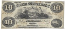 1800’s Lebanon Indiana Boone County Bank $10 Obsolete Banknote Fine+ picture