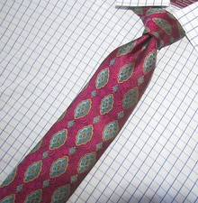 $110 NWOT XMI Platinum Magenta Turquoise & BeigeThick Woven Silk Tie  60 X3.5 picture