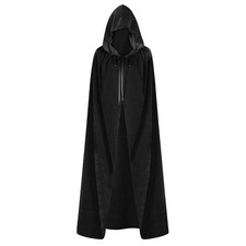 ODOCARE 59Inch Velvet Cloak with Hood for Men & Women, Hooded 59 inch, Black picture