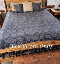 NEW PRIMITIVE QUEEN BED COVER NAVY TAN NANTUCKET 94
