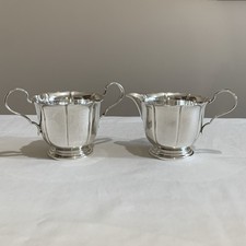 Lunt Sterling Silver Creamer & Sugar Set Early Dublin Design Circa 1720 742-D picture