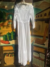 Antique 1900s Edwardian White Cotton Lawn Dress With Crochet Lace Collar picture
