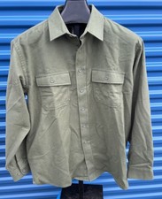 Vintage LL Bean Chamois Cloth Btn Shirt Sz L Green Flannel Freeport Maine Men's picture