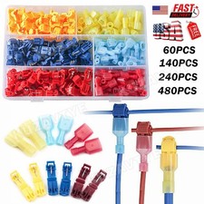 60/480PCS Quick Splice Wire Terminals T-Taps Self-stripping Nylon Connectors Kit picture