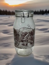 Vintage Currier & Ives 2 Liter Holiday Homestead Winter Hinged Canister Jar 10