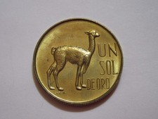 1967 Peru Coin 1 sol These are nice UNC  AU coins   Vicuna Llama picture
