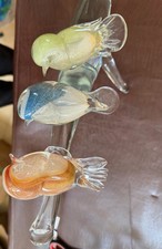Gorgeous Monumental Murano Branch With 3 Beautiful Different Colored Birds picture