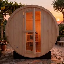 EuroSauna 2-Person Outdoor Barrel Sauna with Shingles, Lighting, & 6kW Heater picture