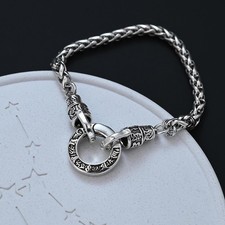 Vintage 925 Sterling Silver Bracelet Heavy Pendant Retro String Link Jewellery picture