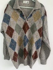 VTG  St Michael 1980’s  Argyle Sweater 100%New Wool L picture
