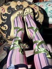 New-in-Box Deadstock Jeffrey Campbell Etheria Olive Satin Ribbon Heels, Size 11 picture