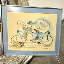 Vintage Don Nedobeck “Ice Cream” Framed Lithograph Print 20x24 Whimsical Art picture